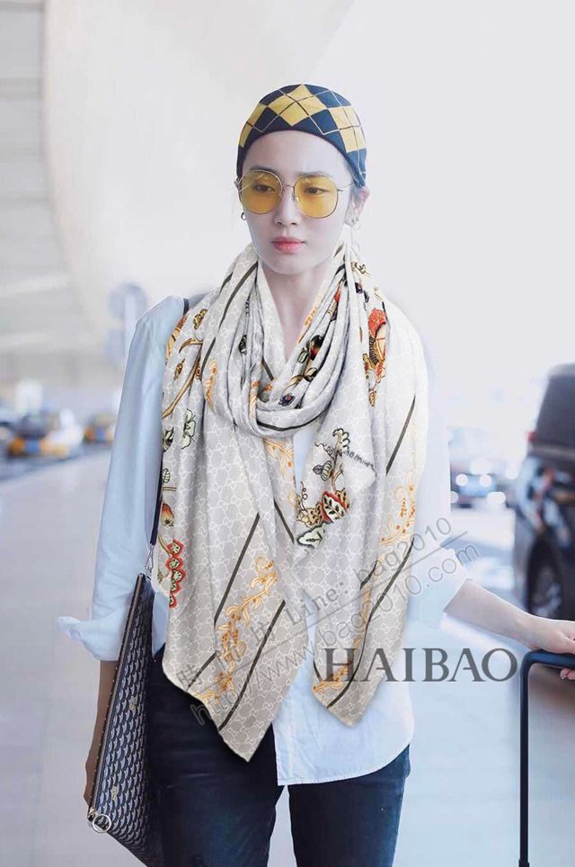 GUCCI圍巾 頂級爆款GG提花與花藤 古馳山頂級純羊絨長圍巾  llwj6687